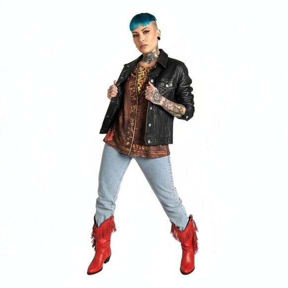 1980's Capezio size 7 Red leather fringe boots - Picture 1 of 2